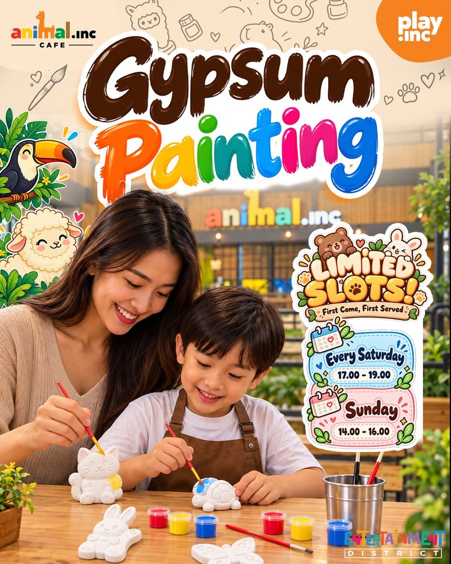 Free Gypsum Painting di Animal.inc Café, setiap Sabtu 17:00–19:00 dan Minggu 14:00–16:00