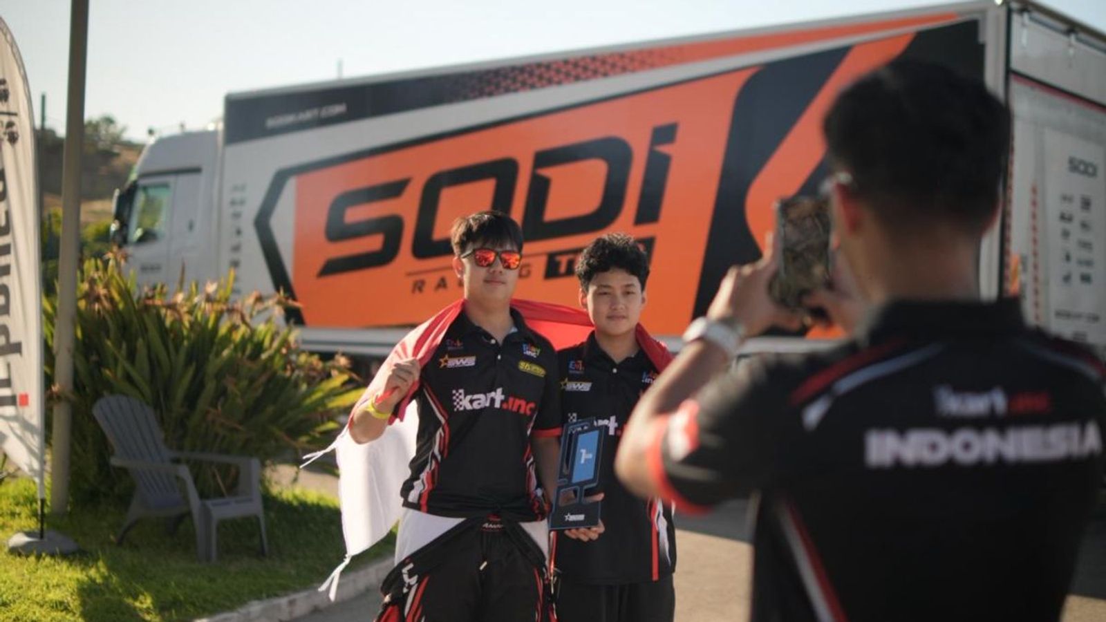 Raphael Anggoman di kiri dan Gerrard Carlton di kanan saat mengikuti ajang SWS di Italia