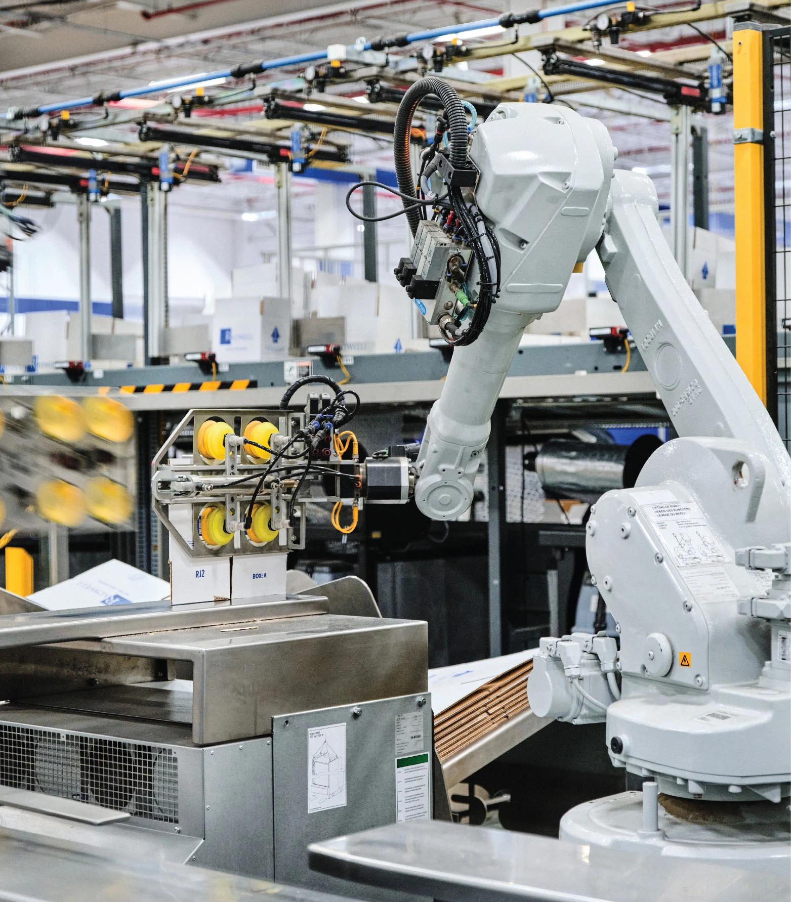 ABB automation robots in manufacturing facility