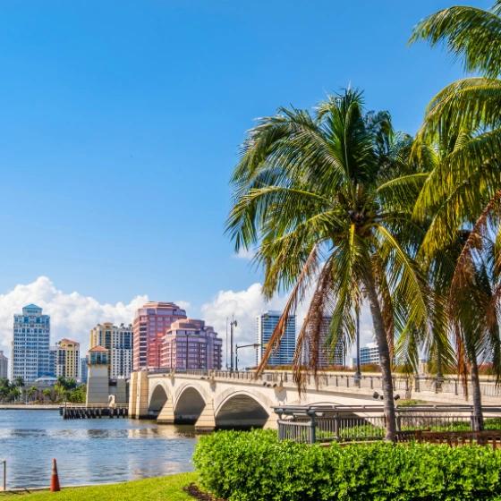 West Palm Beach waterfront along Flagler Drive, FL