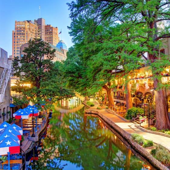 San Antonio River Walk at night, Bexar County TX