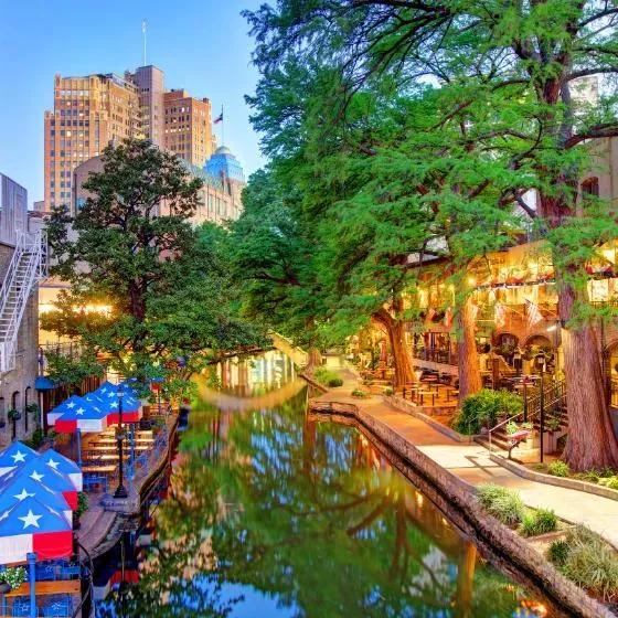San Antonio River Walk at night, Bexar County TX