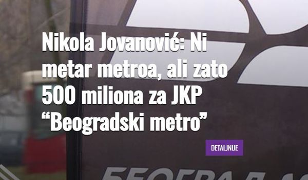 Image for Za JKP Metro 500 miliona