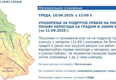 Image for Upozorenje na sutrašnje nepogode