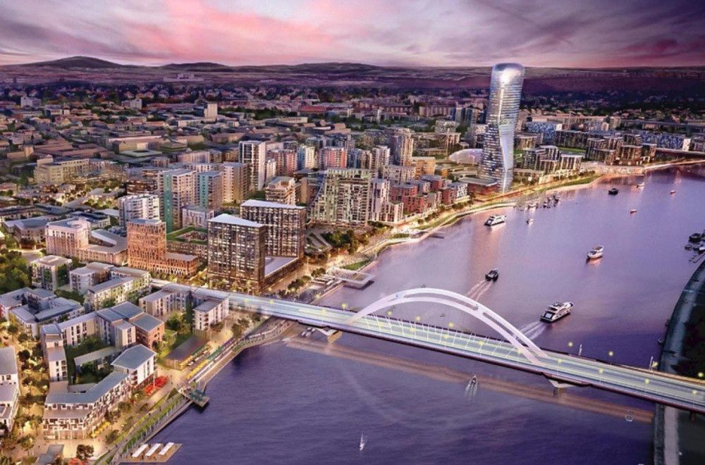 Na gradilištu je u toku pobijanje šipova u reci za buduća dva rečna stuba novog Savskog mosta