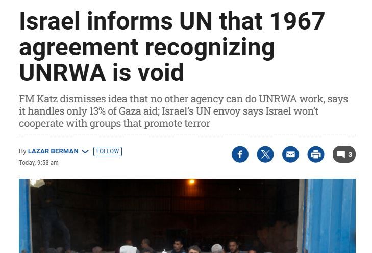 Image for Izrael: I zvanično prekid sa UNRWA