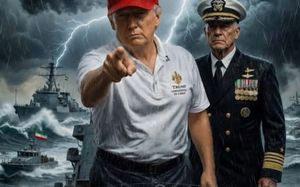 AI generisana ilustracija sa natpisom „Bilo je to zatišje pred buru“ predstavlja pažljivo konstruisanu psihološku i geopolitičku poruku usmerenu pre svega ka Iranu, ali i američkim saveznicima