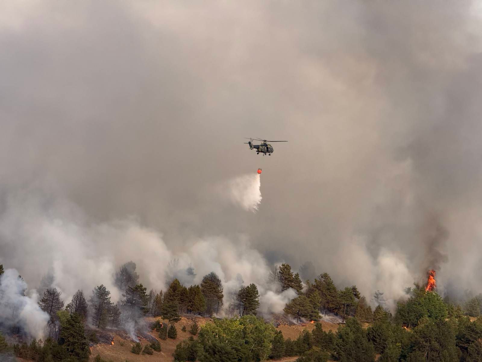 U gašenje požara u Srbiji uključene i helikopterske jedinice