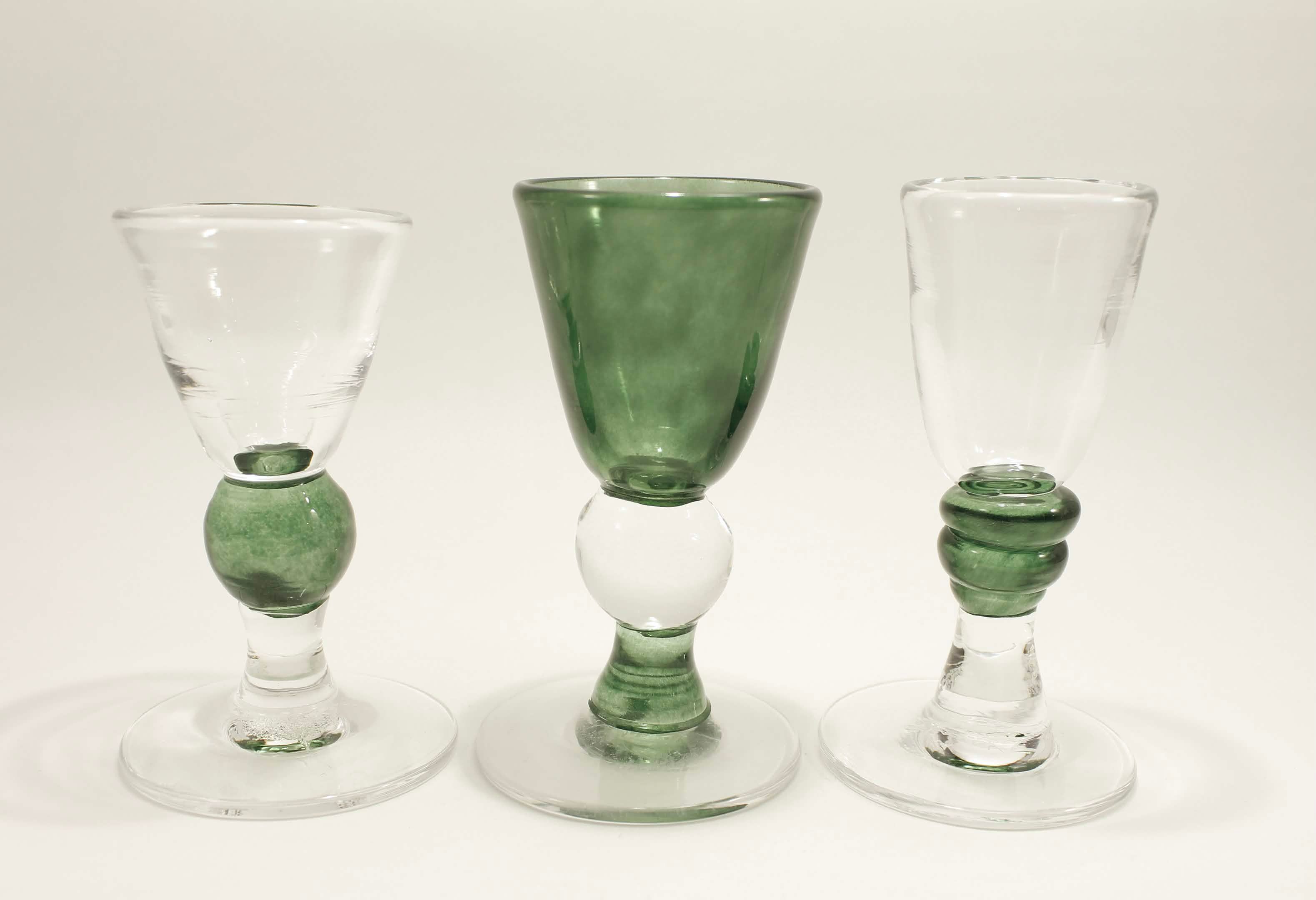 Three small glasses made for snaps