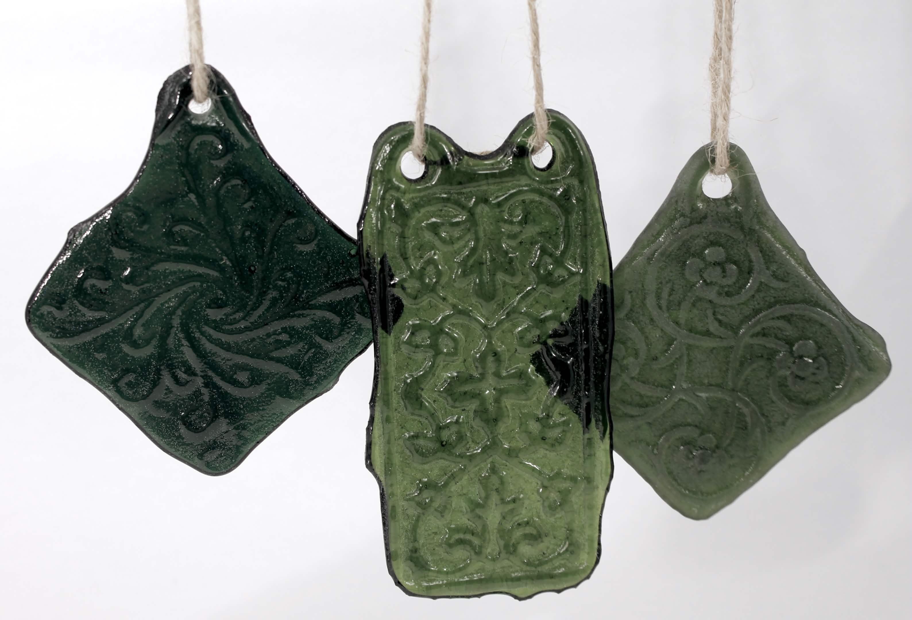 Three different patterned glass