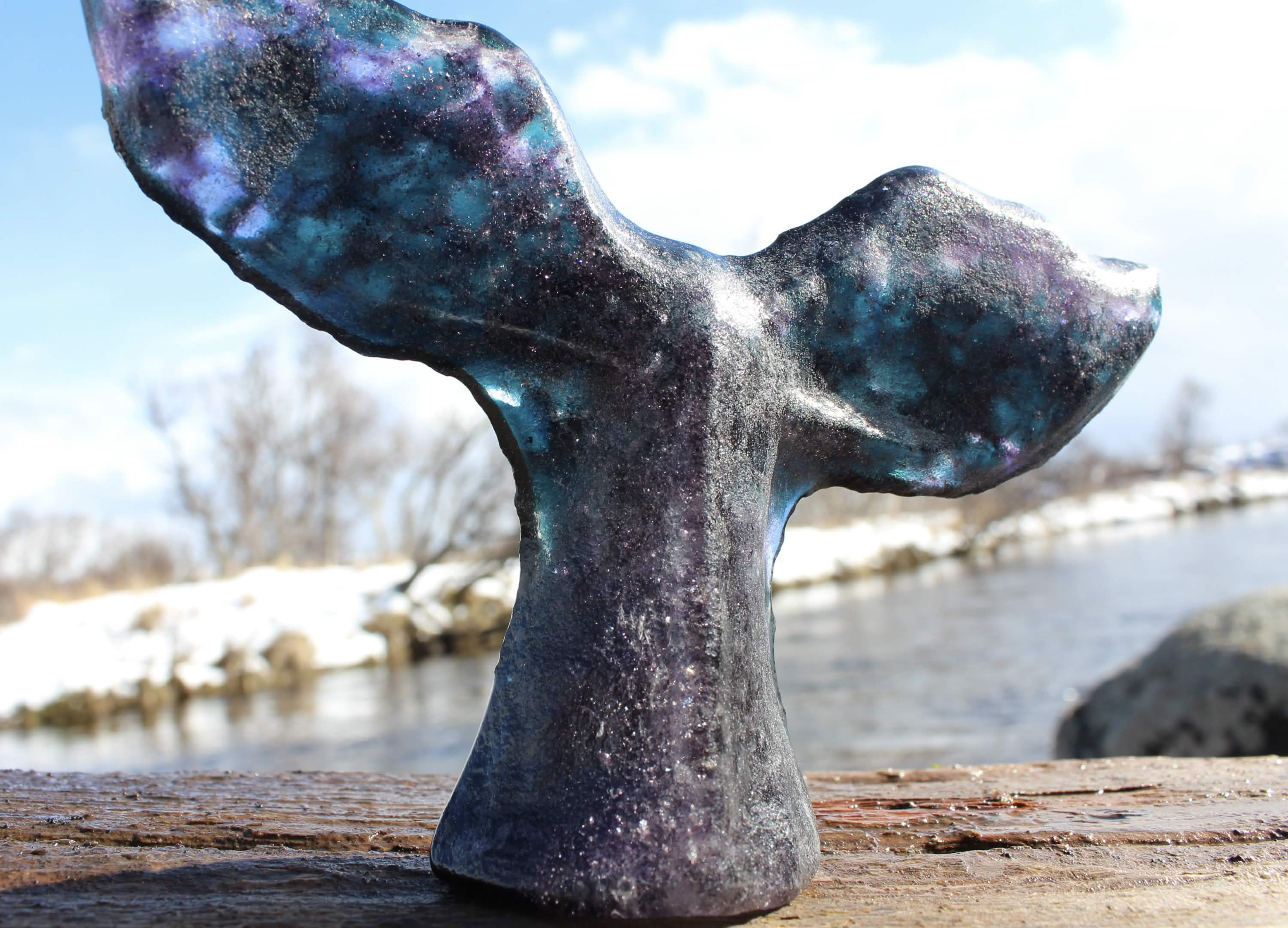 Whale tail sculpture