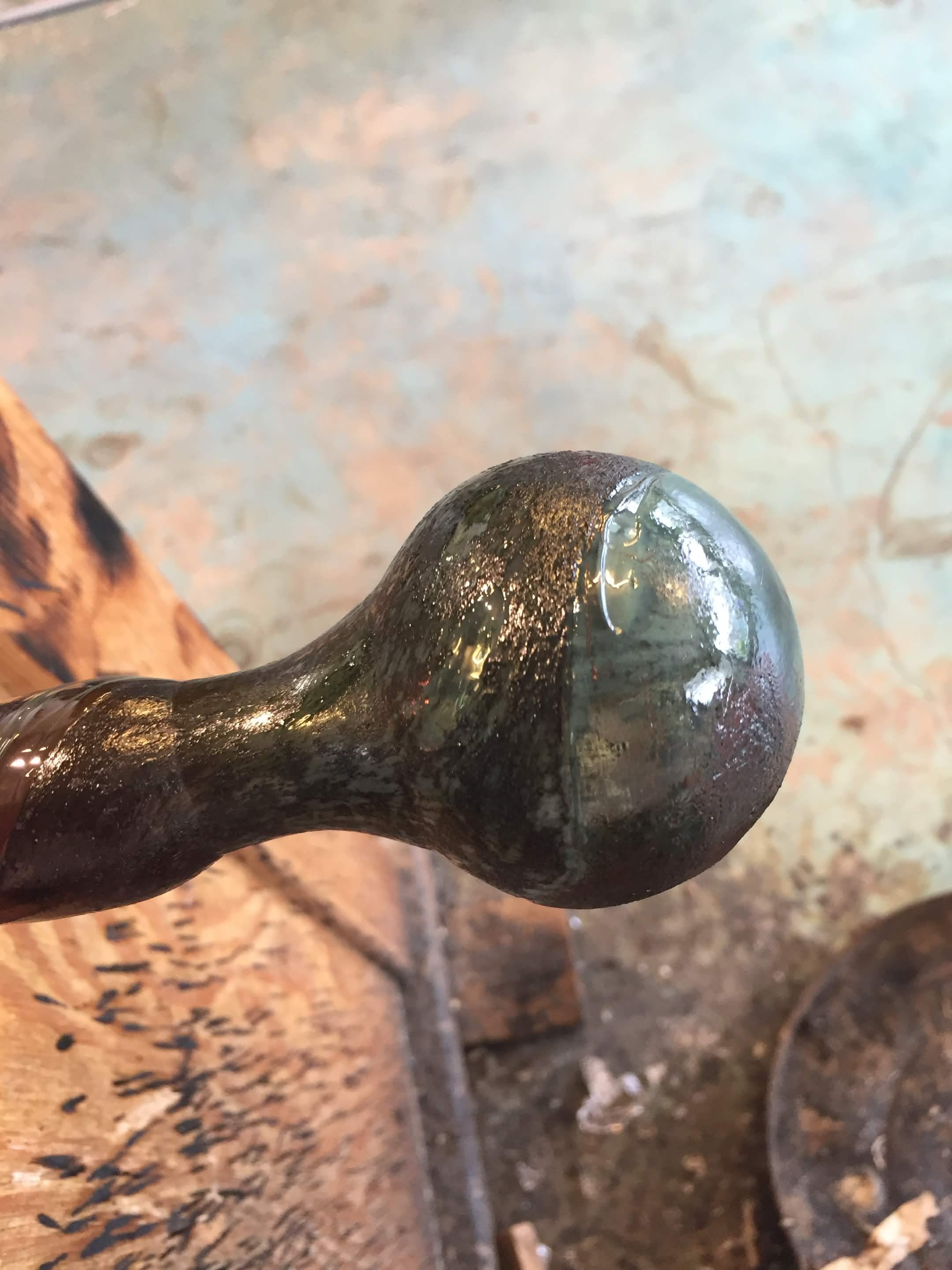 Glass vase in the making 