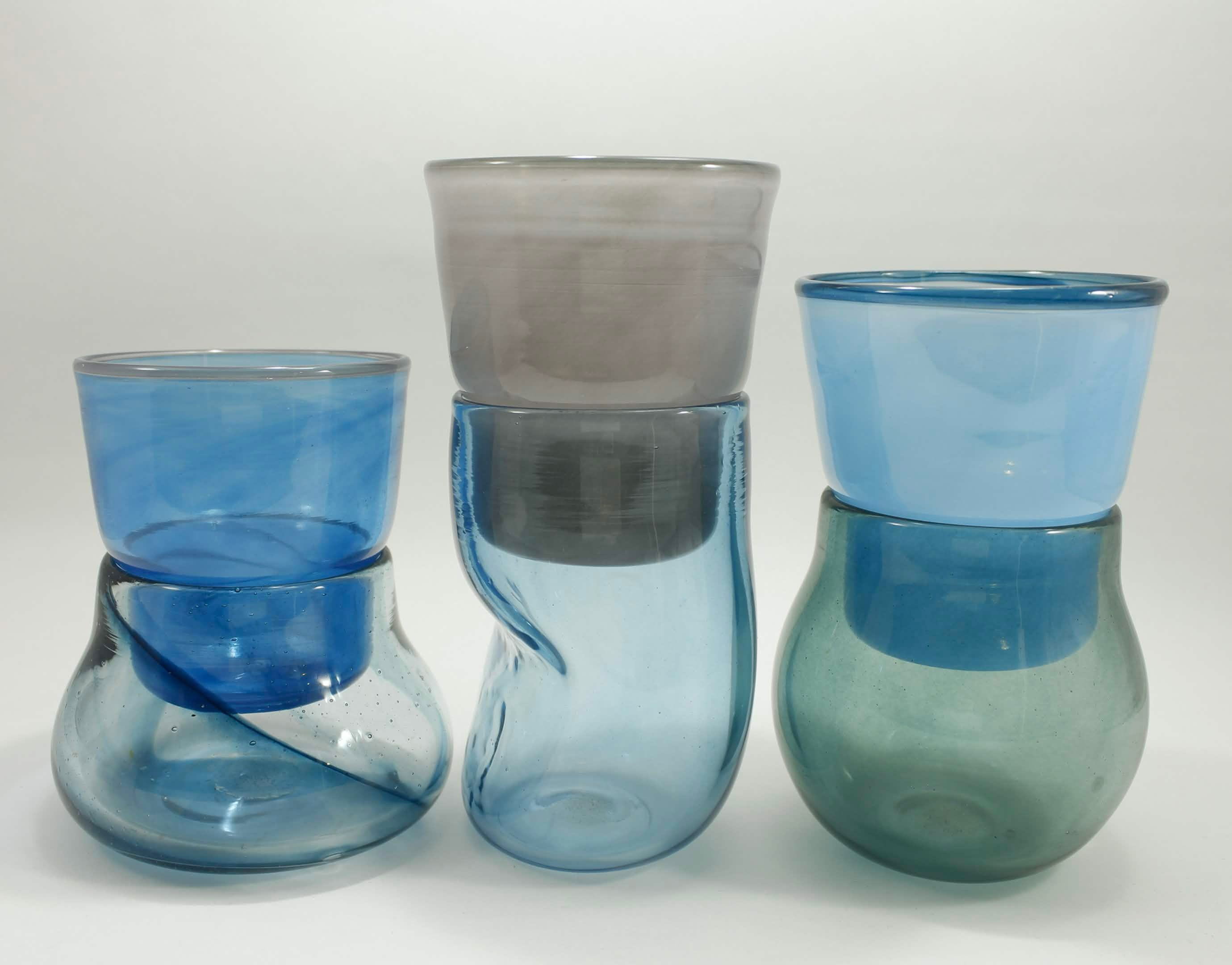 Self-watering planters in glass