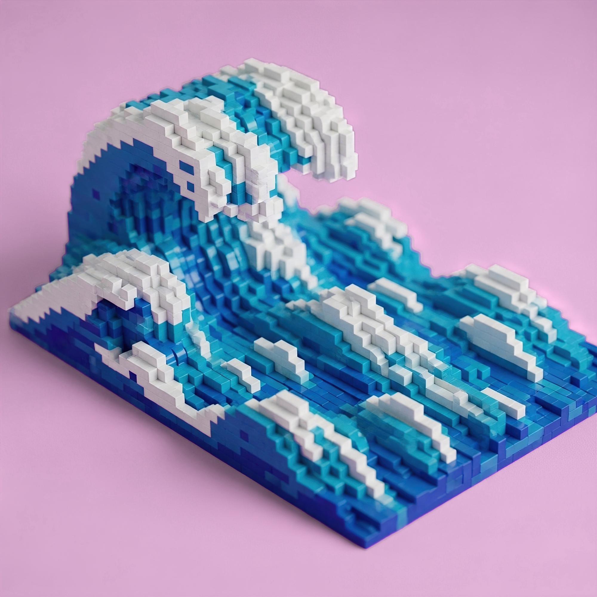 Image of a LEGO wave on a pink background