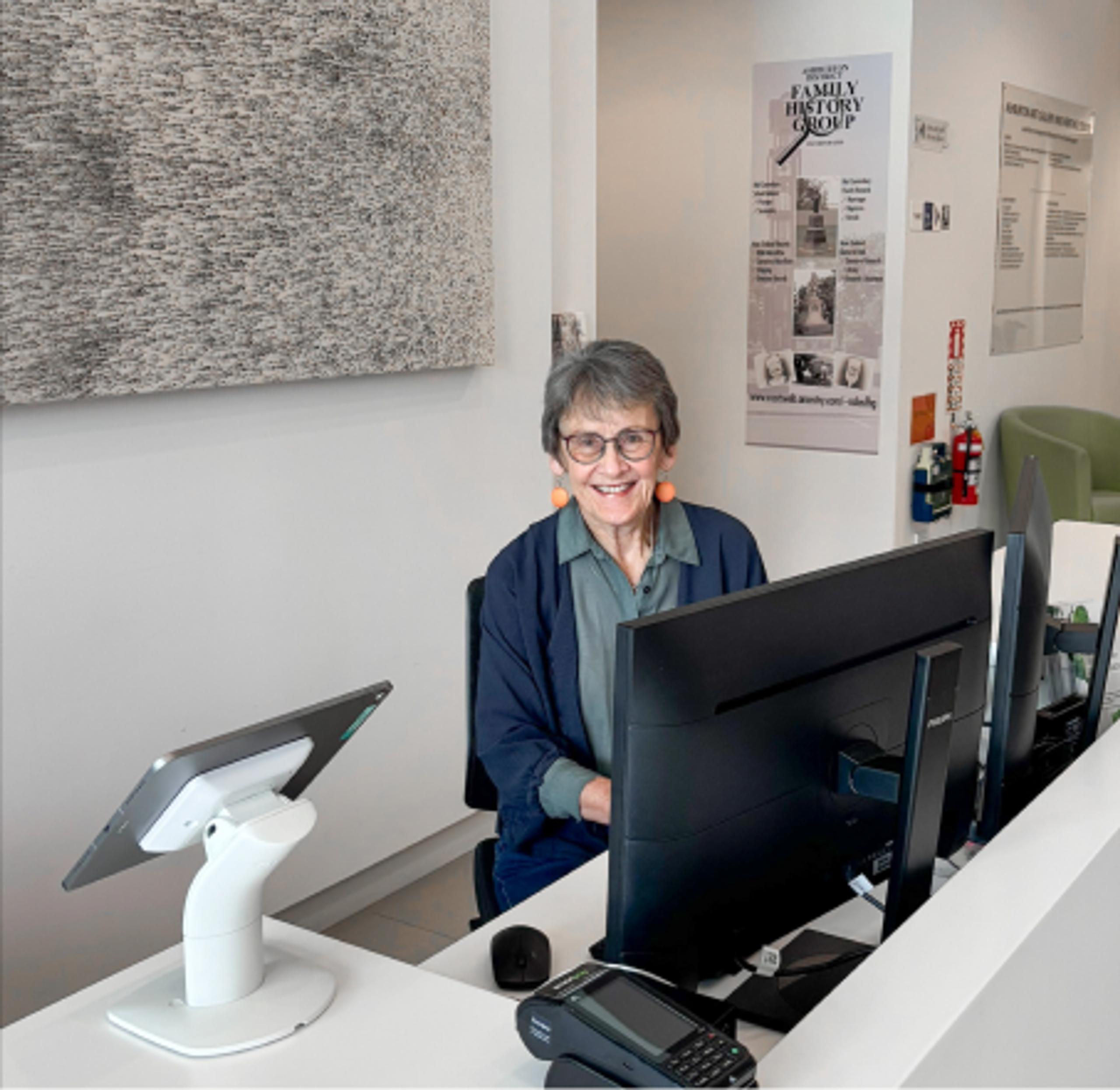 A volunteer at work in the collection store