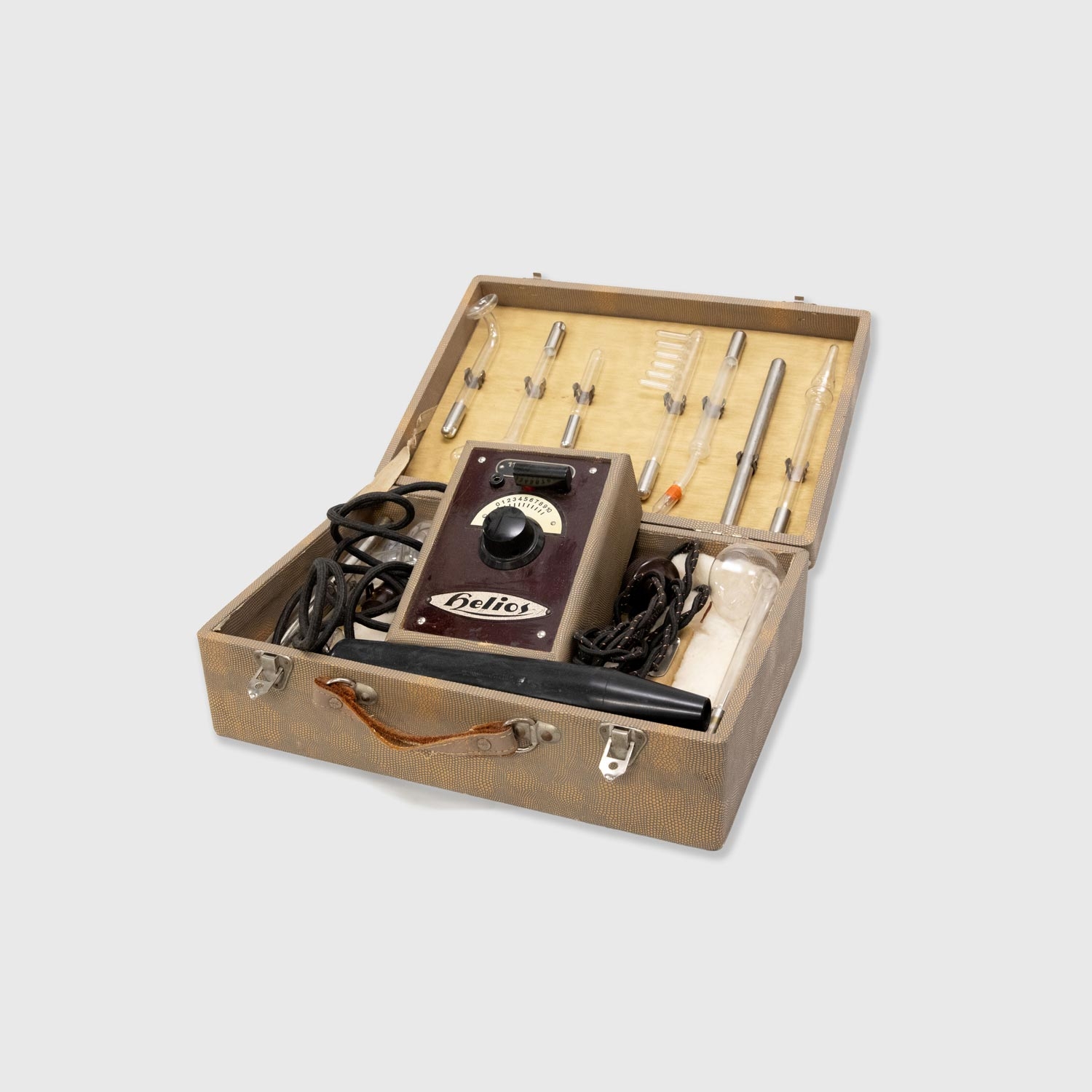 Physiotherapy machine inside original case. Belonged to Dr Guildford Todd.