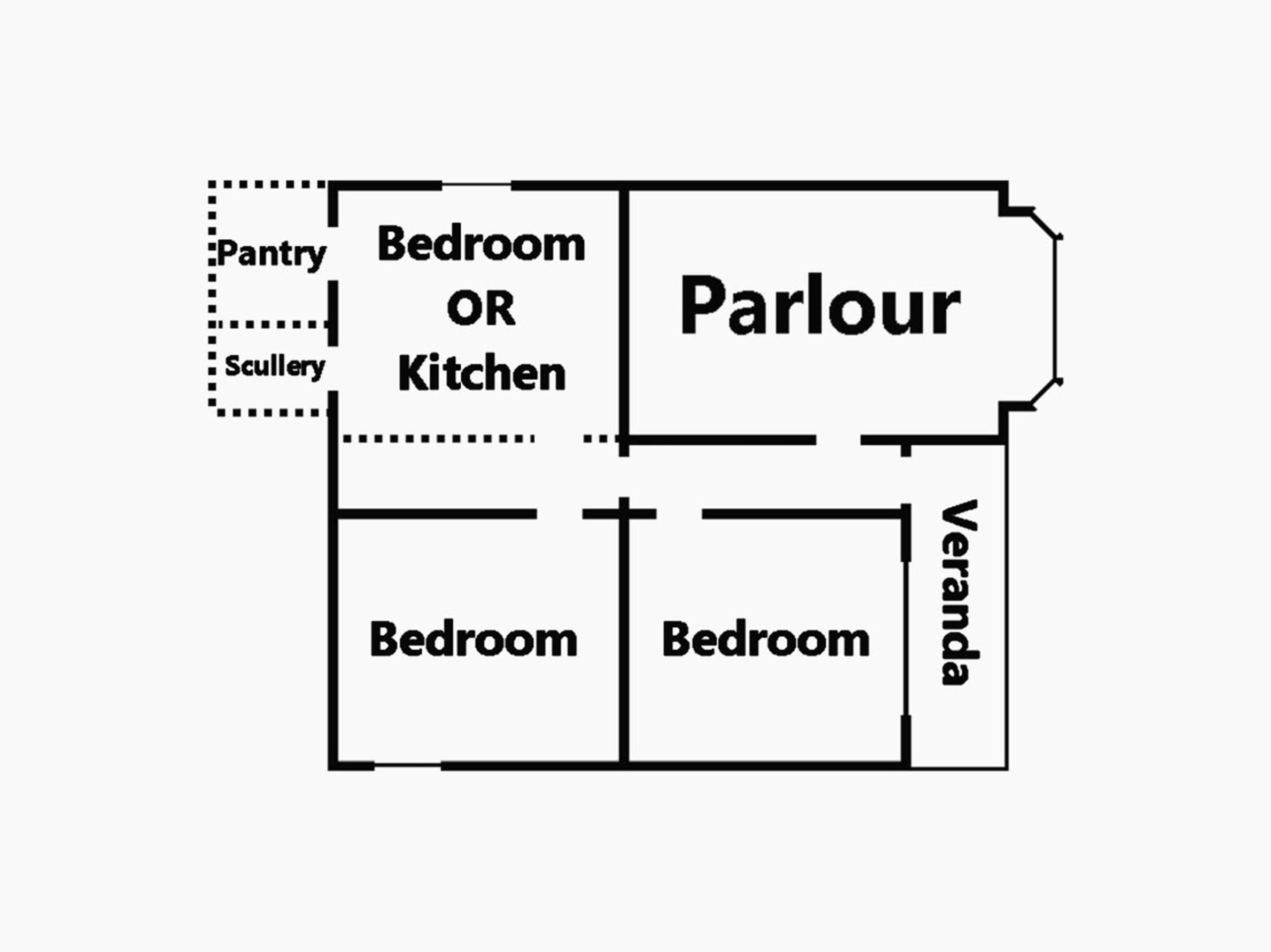 Several villa floorplans combined in one diagram.