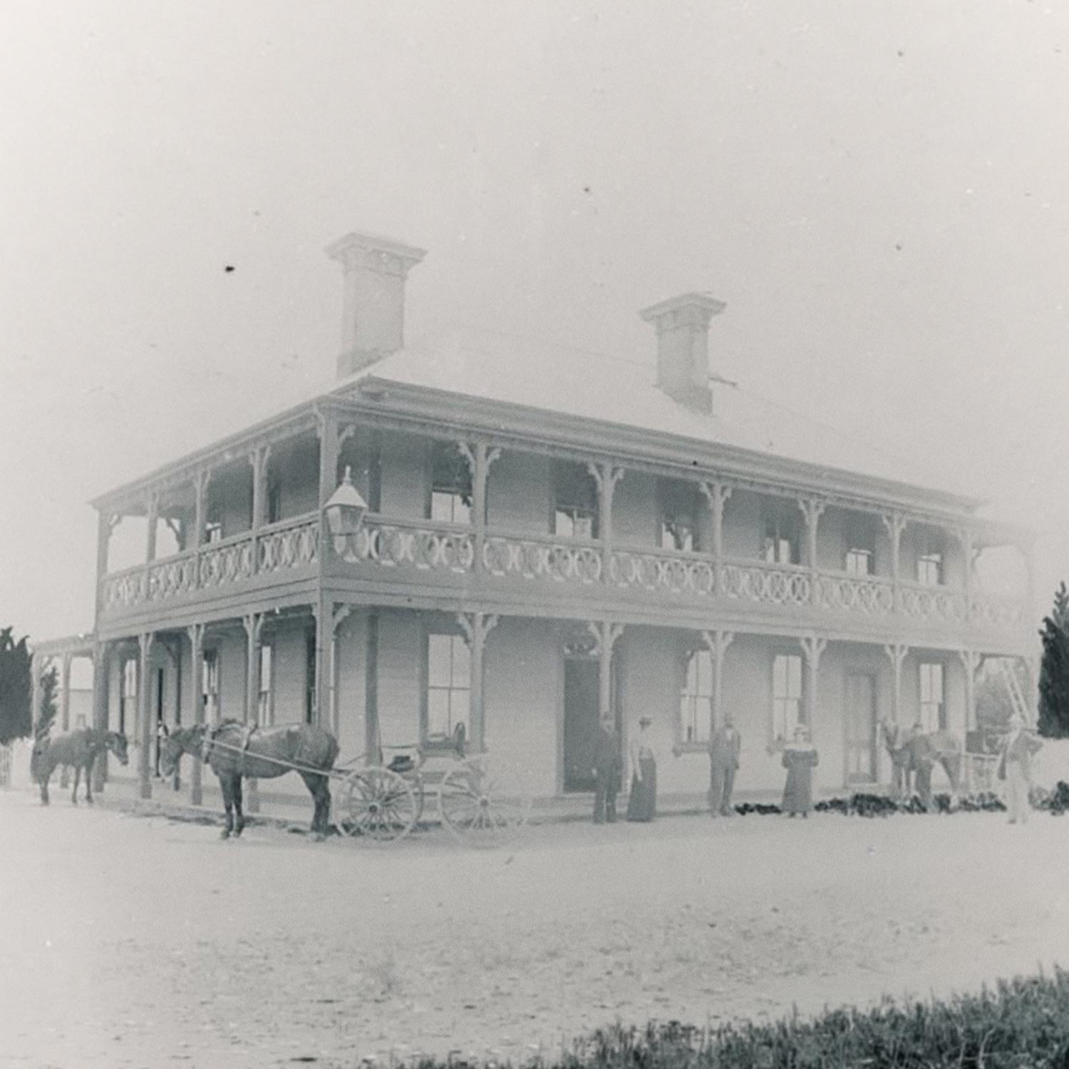 The Waterton Hotel in 1903, with the March family standing out front.