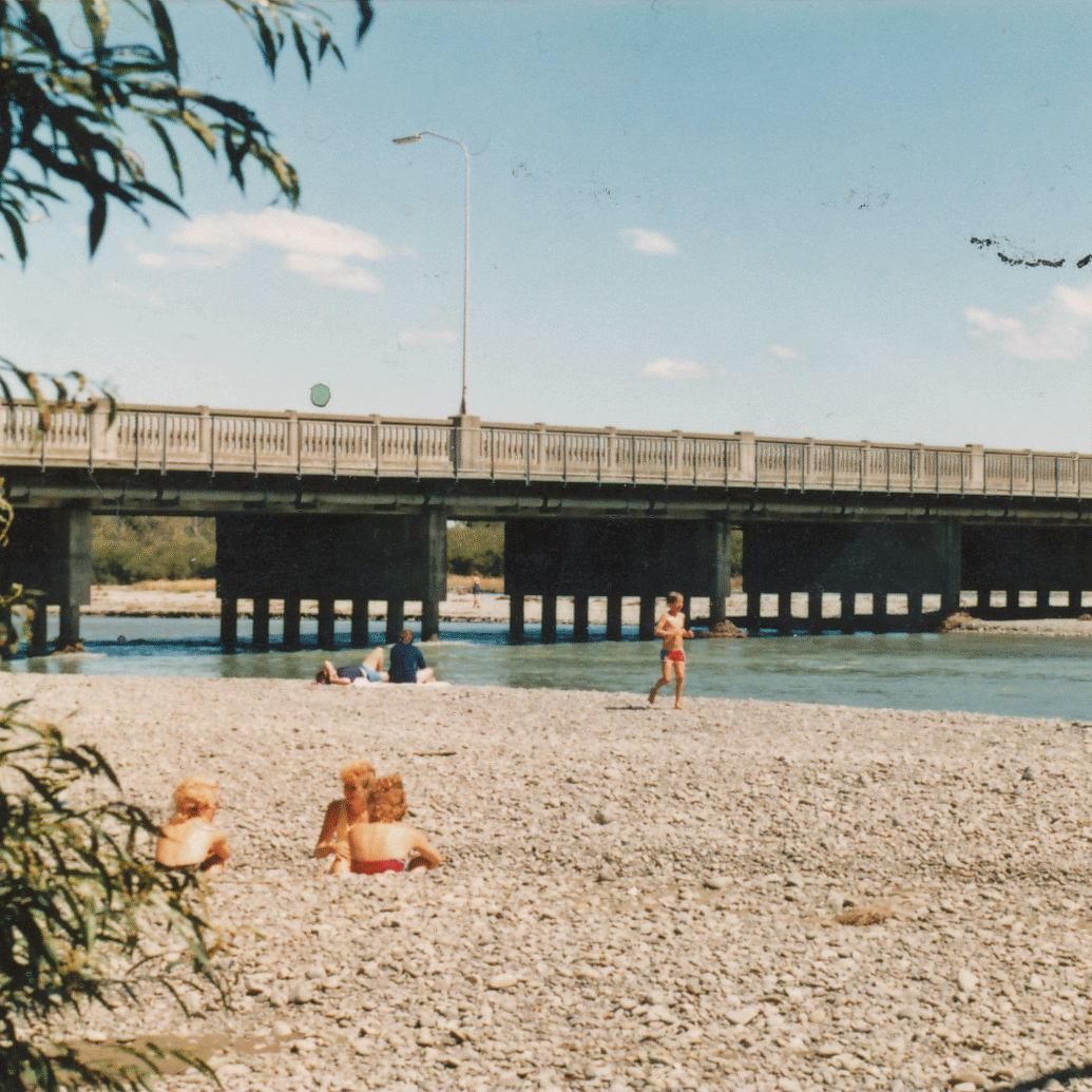 Image of Road bridge over the Hakatere (Ashburton) River, 1987. AMHS Collection.