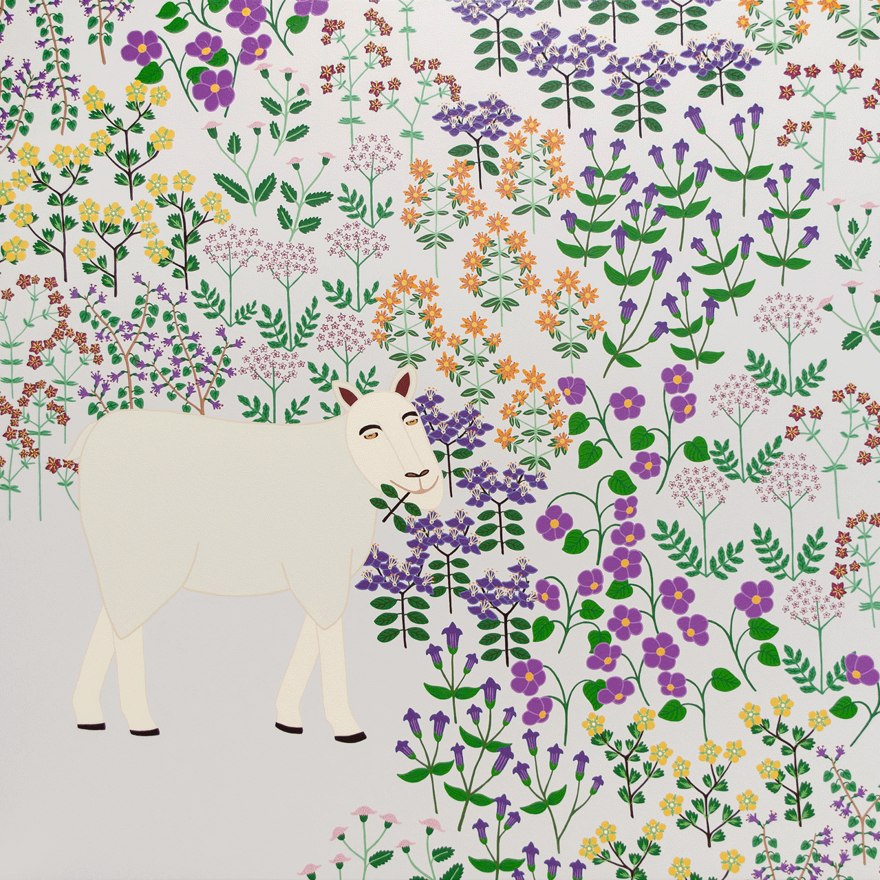 Image of sheep painted by Ayesha Green for her exhibition The Highlander's Farewell at Rokowhiria Art & Heritage