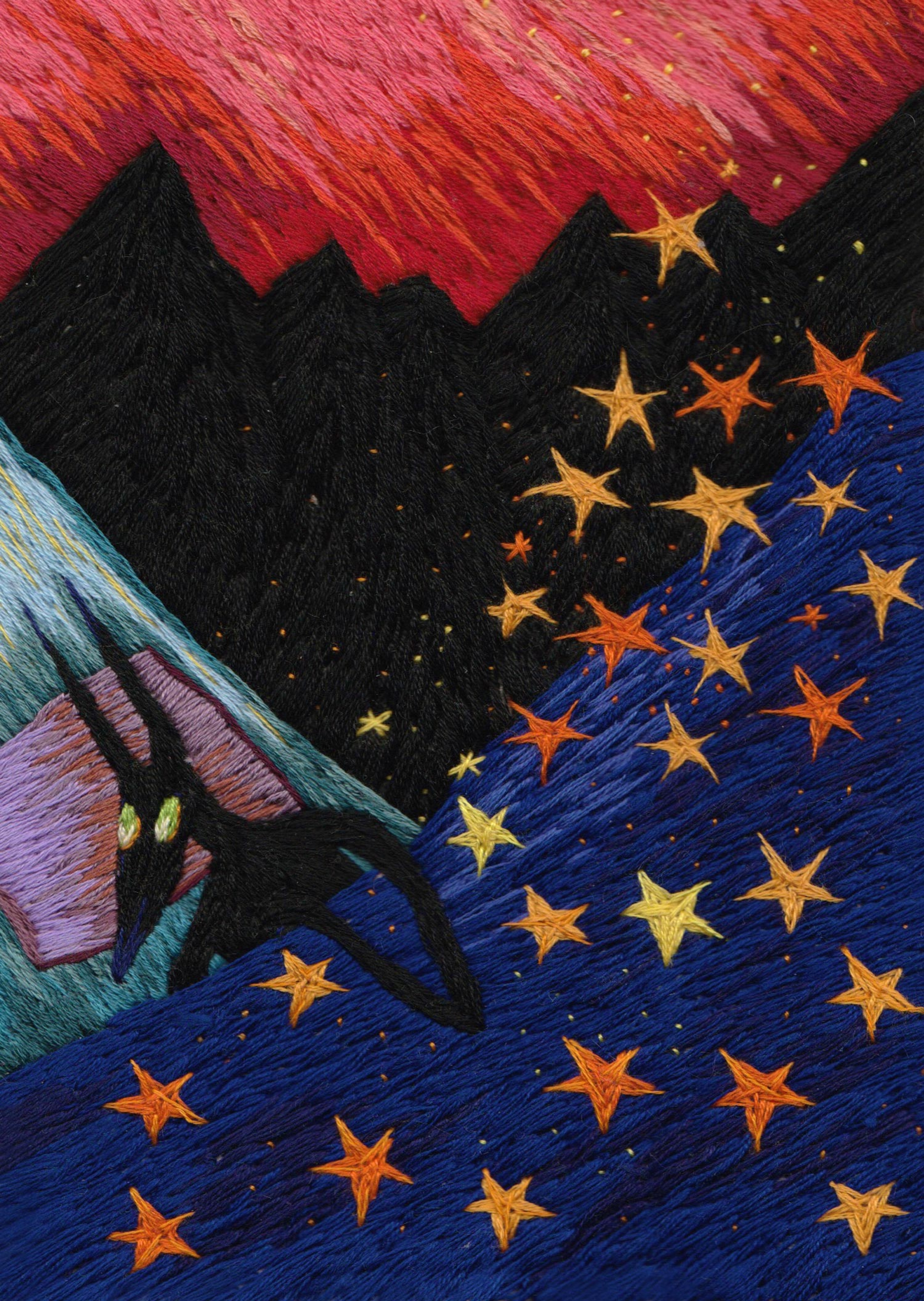 Saskia Bunce-Rath, time is just a small dream, it won’t take long, 2023, embroidery on calico fabric.