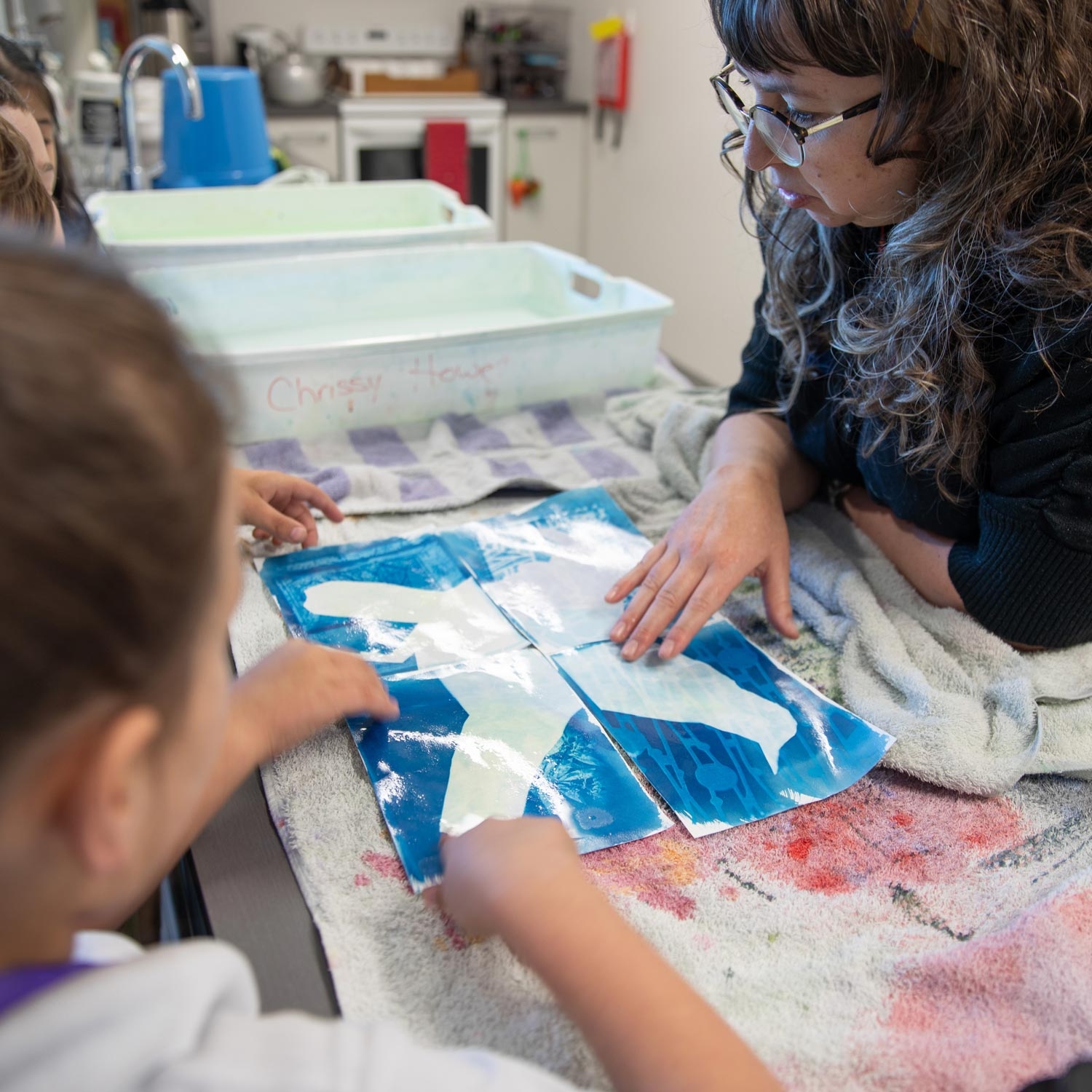 Students in a printmaking session