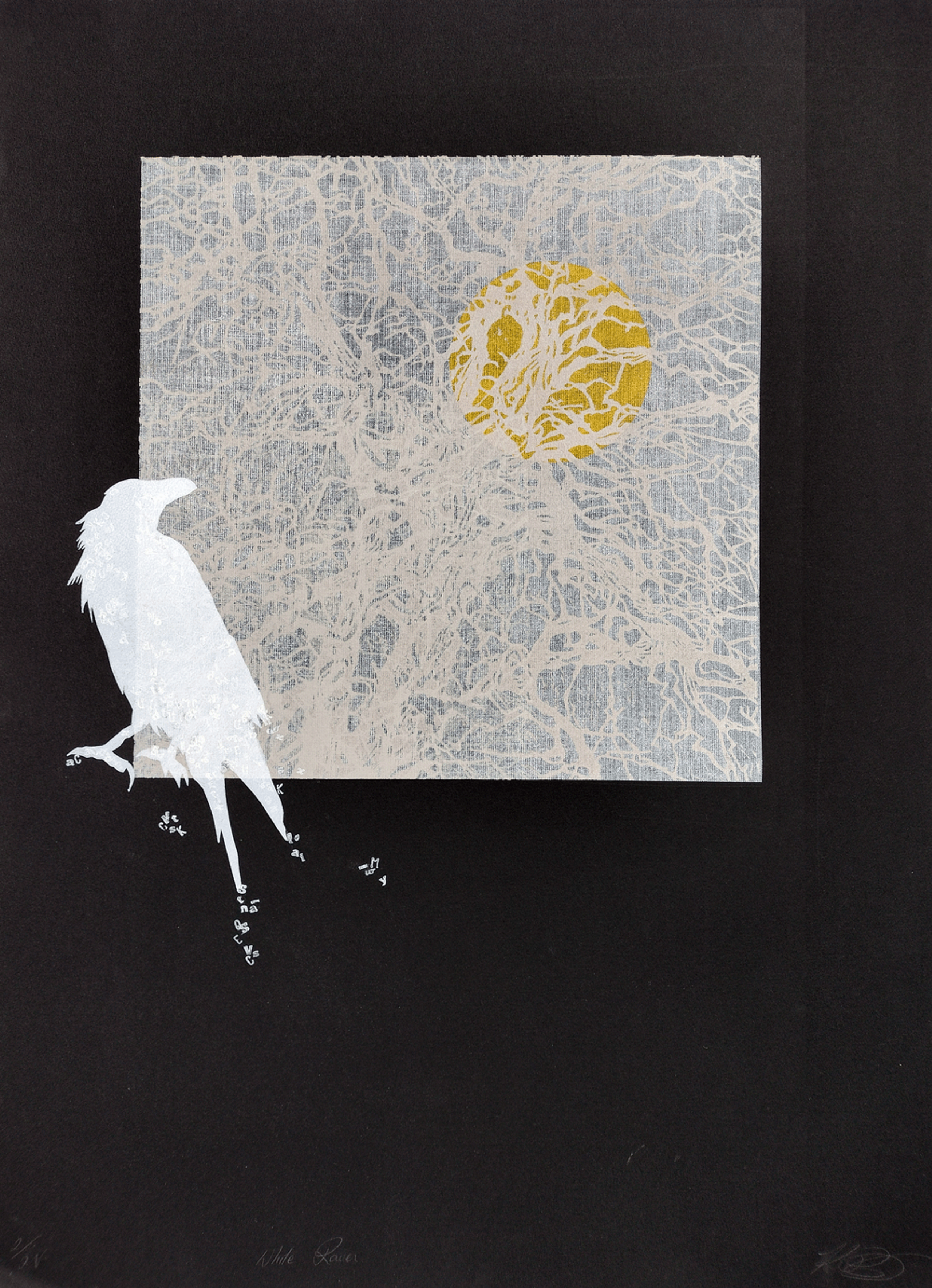 Kate Buckley, White Raven. They tried to bury us. They didn’t know we were seeds. 2/12v, layered relief print
