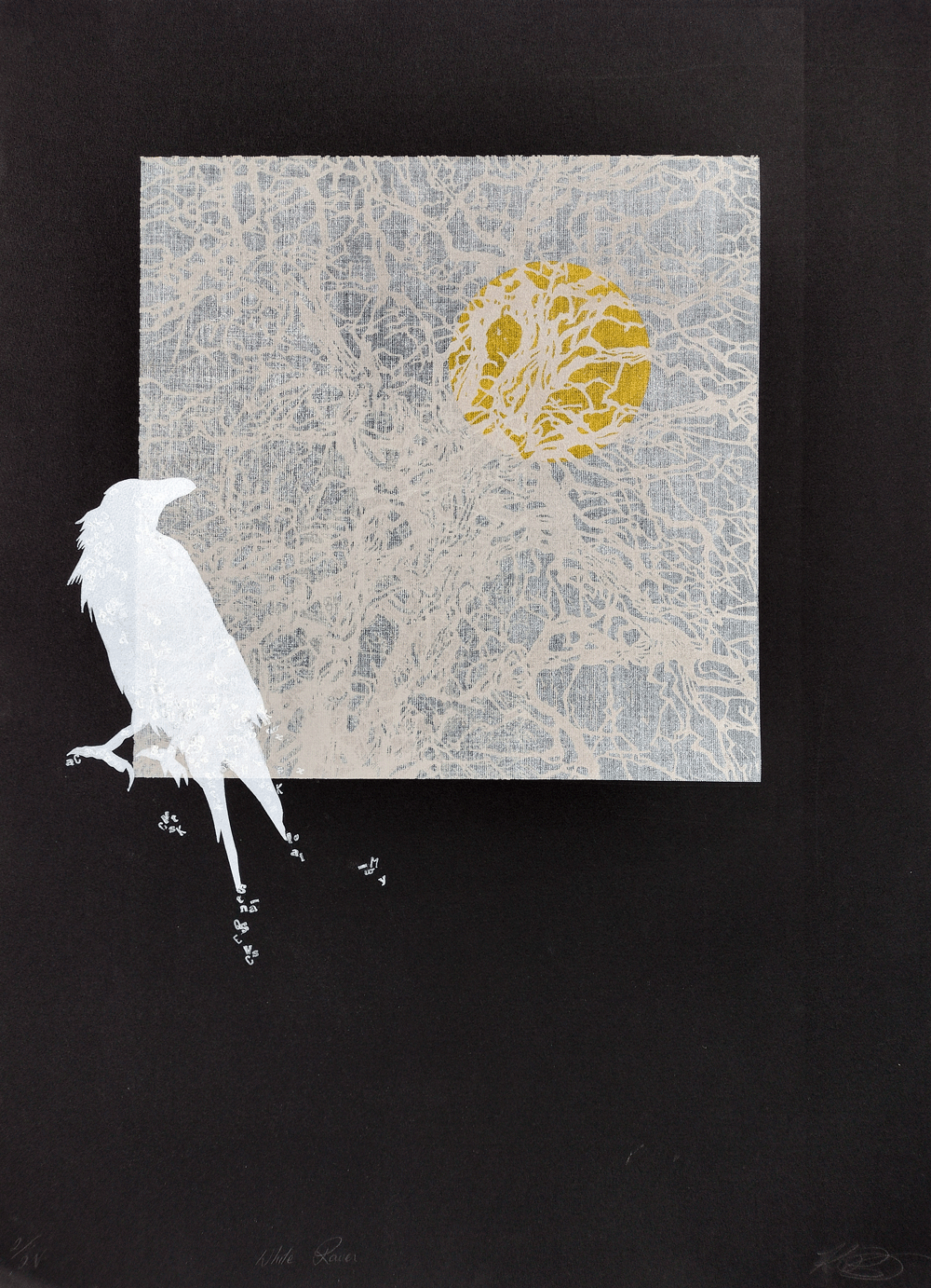 Kate Buckley, White Raven. They tried to bury us. They didn’t know we were seeds. 2/12v, layered relief print