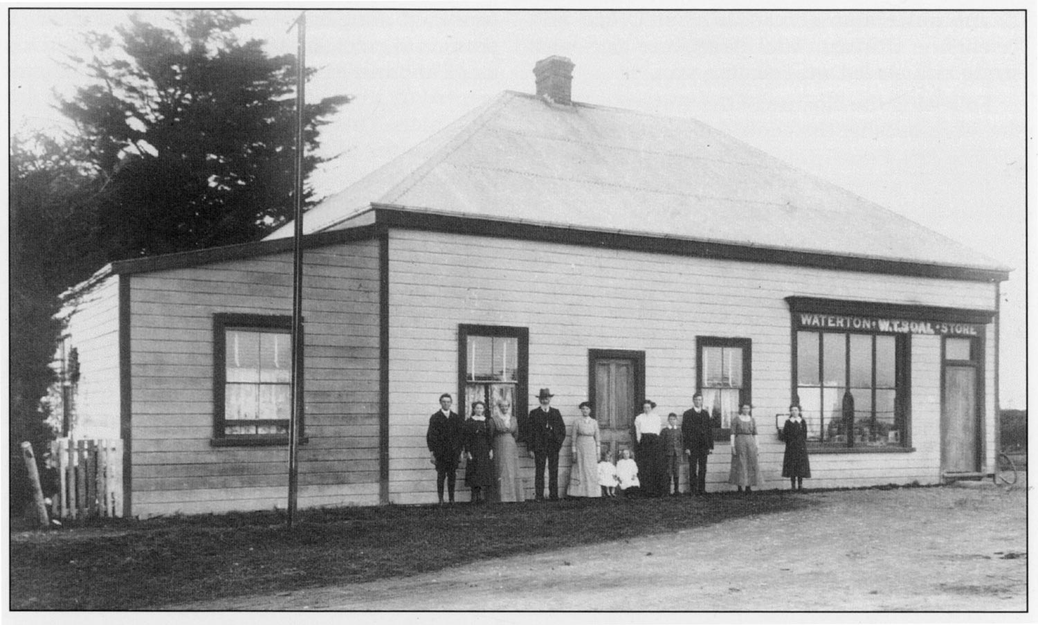 The Waterton Store around 1912, with the Soal family lined up out front.