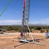 The Porthos rocket on its launch rail.