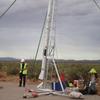 The Project Athos rocket set up on its launch rail.