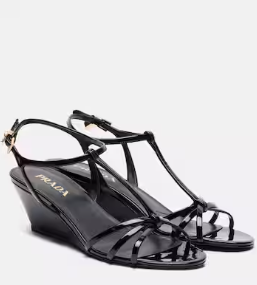 Prada Patent leather wedge sandals