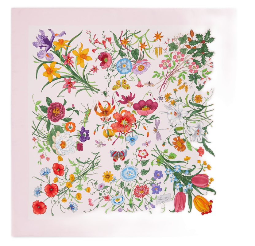 Gucci Vierecktuch aus Seidentwill mit Print