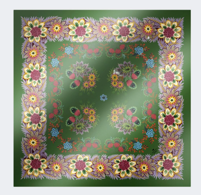 Max Mara Printed silk twill scarf - Green