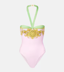 Versace Printed halterneck swimsuit
