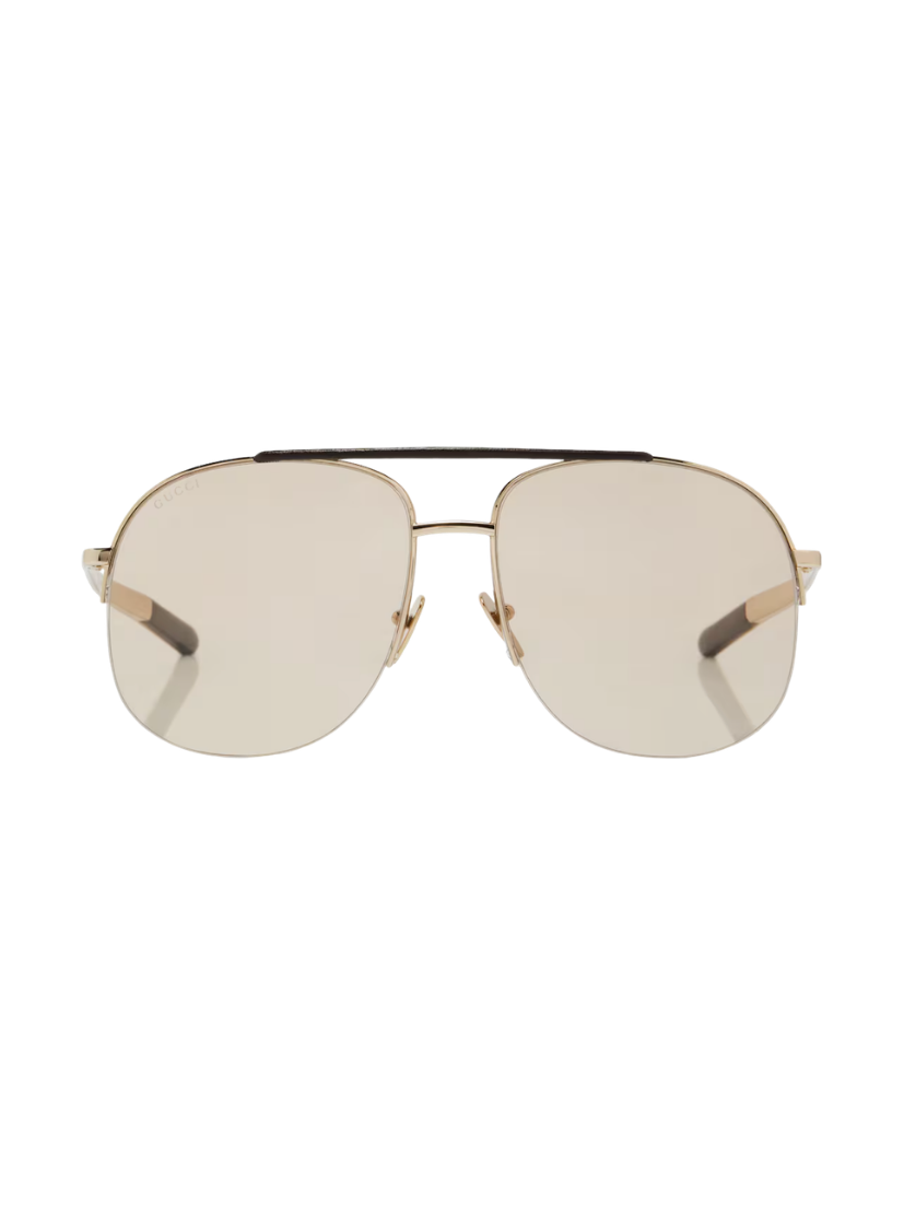 Gucci Navigator Aviator Sunglasses - Gold