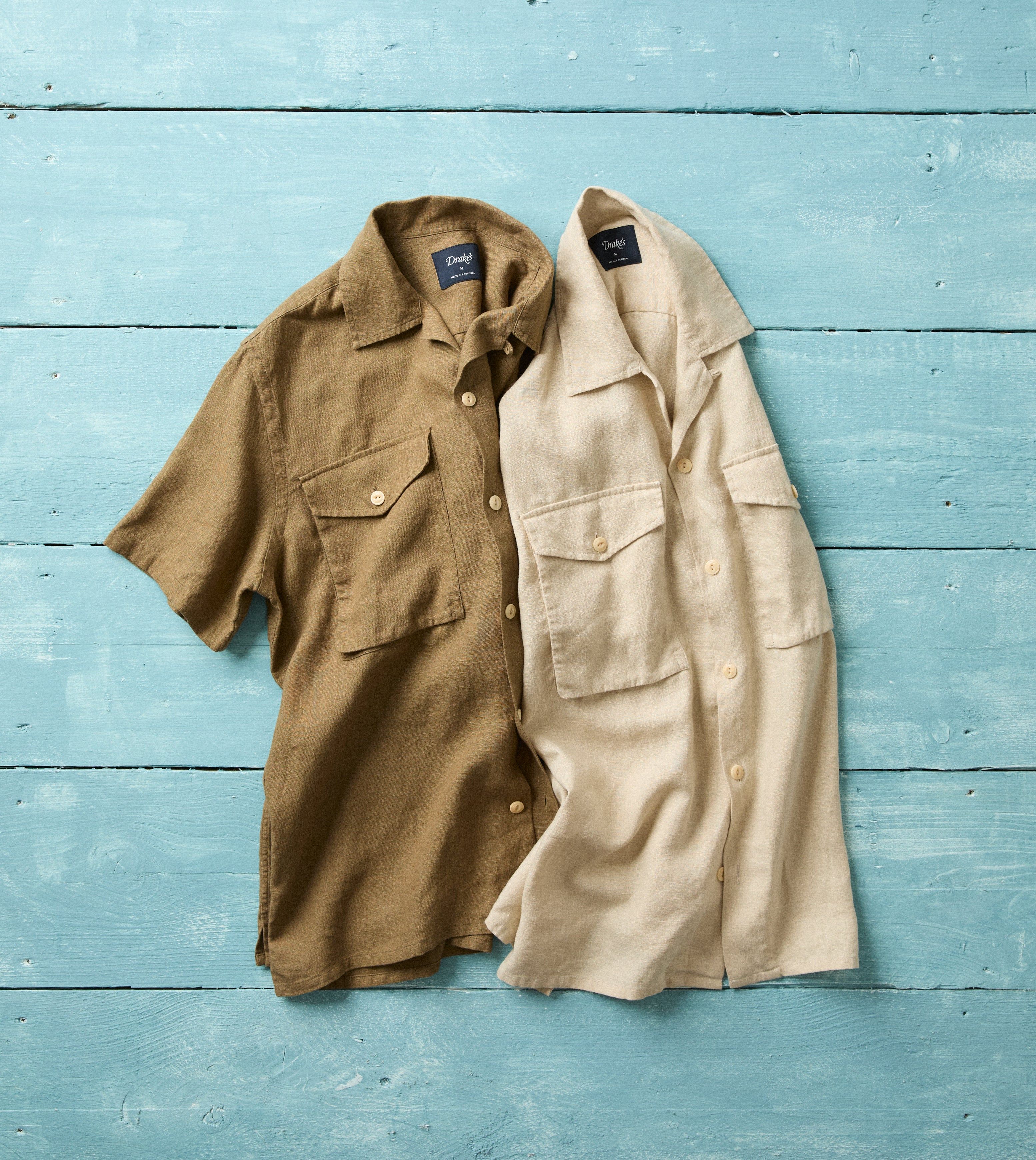 Drake's Linen camp-collar shirt
