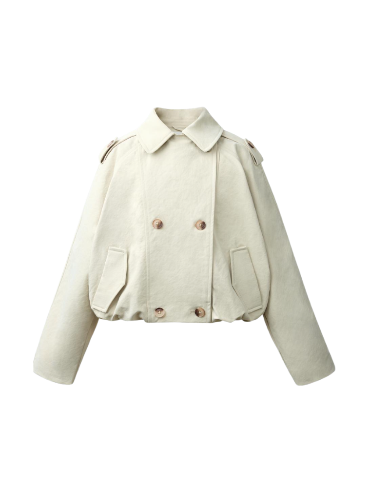 Zara Cropped Elastic-Hem Trench Coat