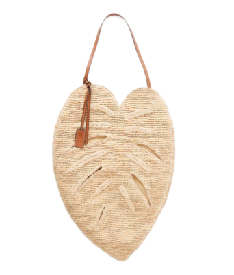 Staud Palm leather-trimmed raffia tote