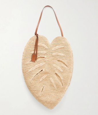 Staud Palm leather-trimmed raffia tote