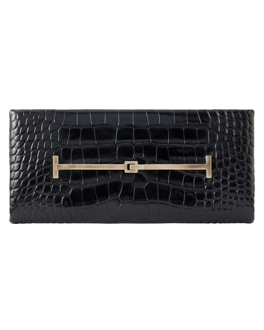 Tom Ford Arc T-embellished croc-effect leather clutch