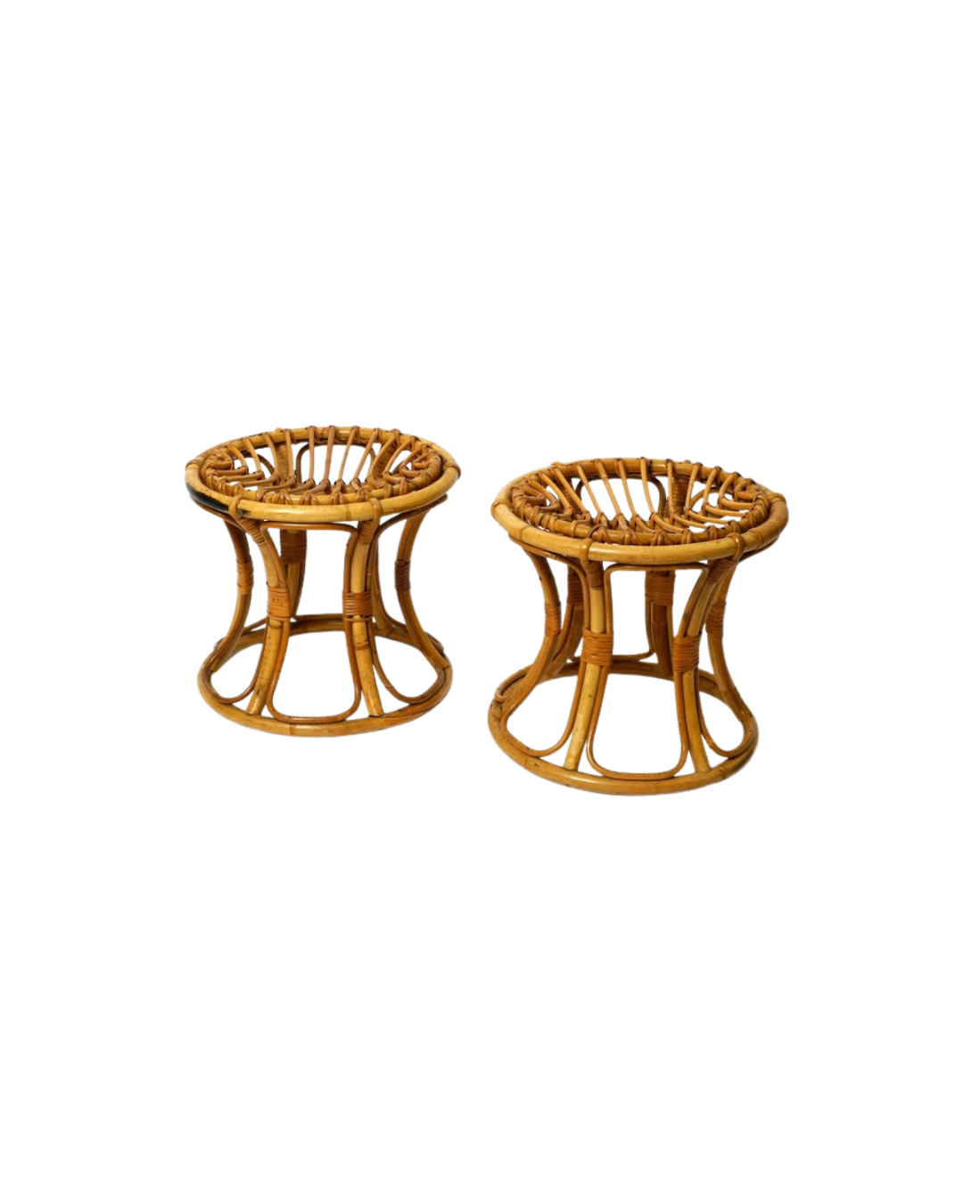 Pamono Bamboo and Rattan Stool, 1950s