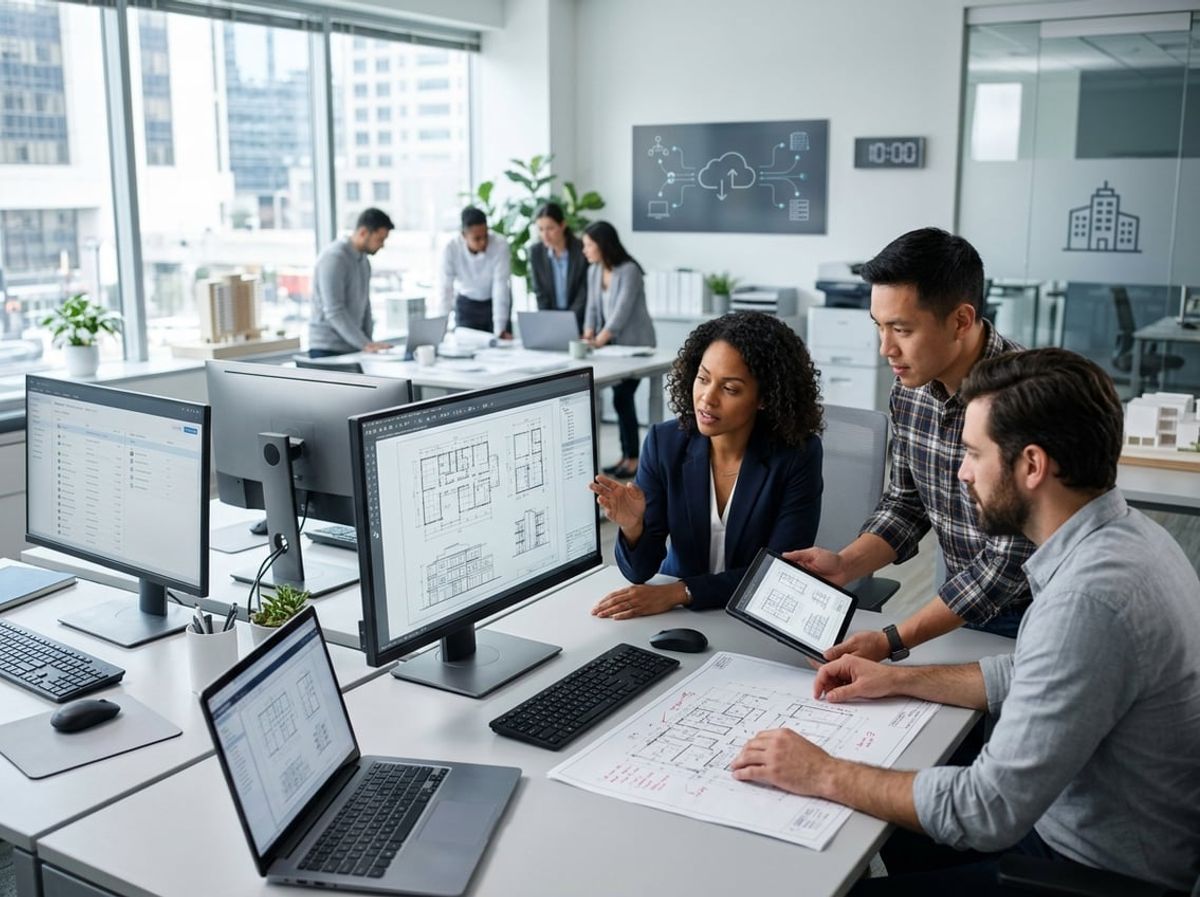 Consultants and field staff accessing shared drawings from separate office and jobsite workstations