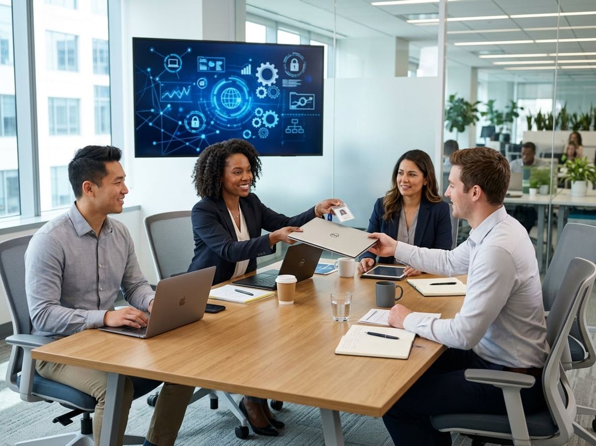 Law firm leaders meeting with an MSP partner about onboarding and offboarding protocols