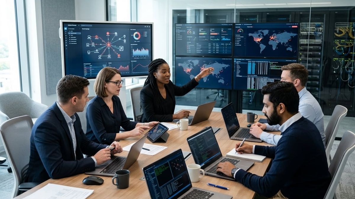 Law firm partners reviewing a ransomware response plan in a NYC office