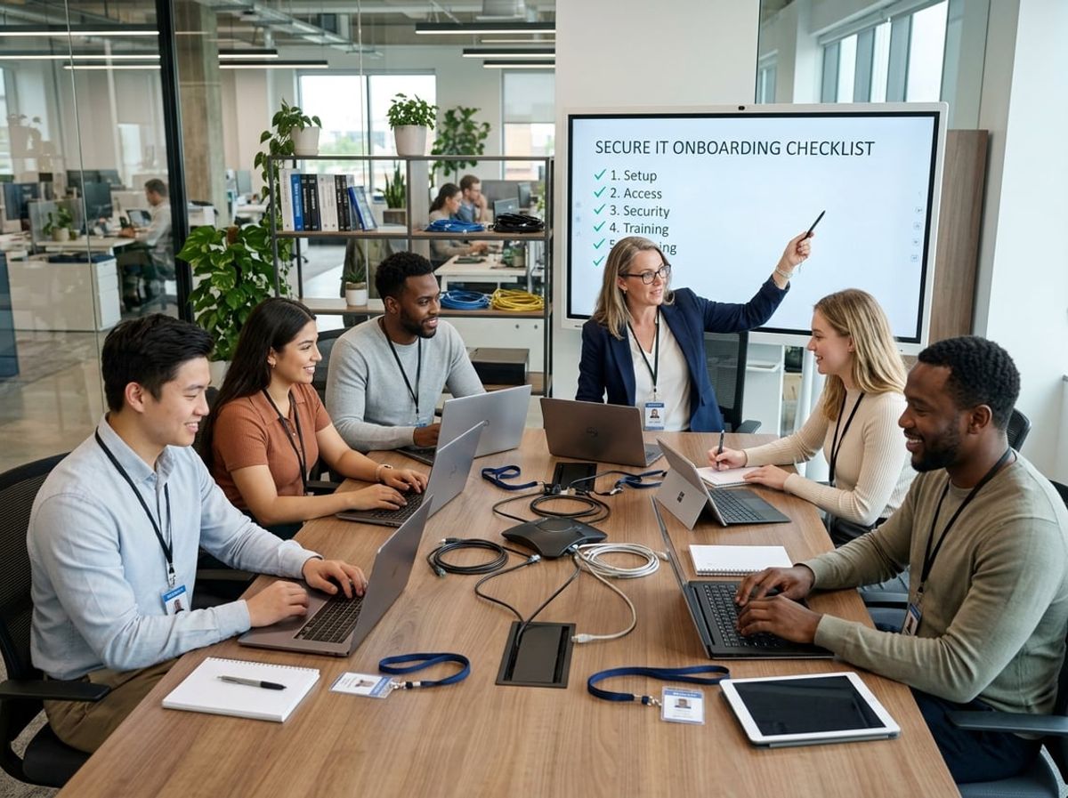 IT manager and law firm staff discussing former employee credentials and unrevoked access