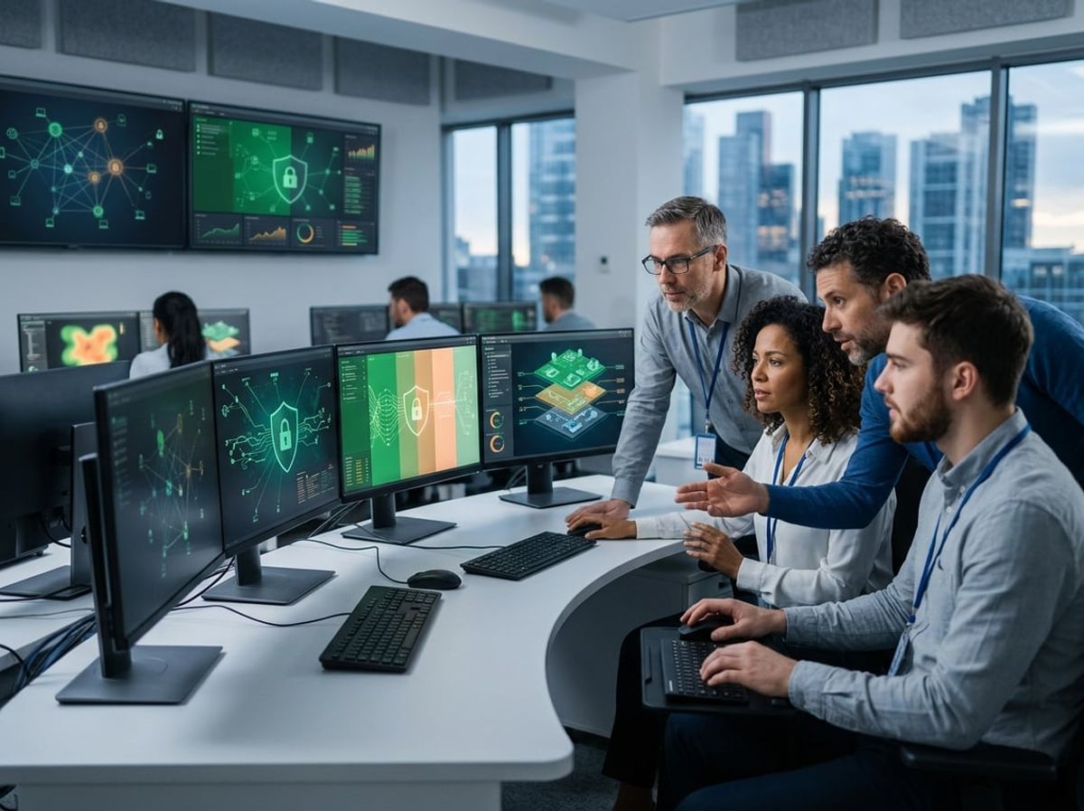 Security analysts monitor firewall and endpoint alerts during the first days of a provider handover