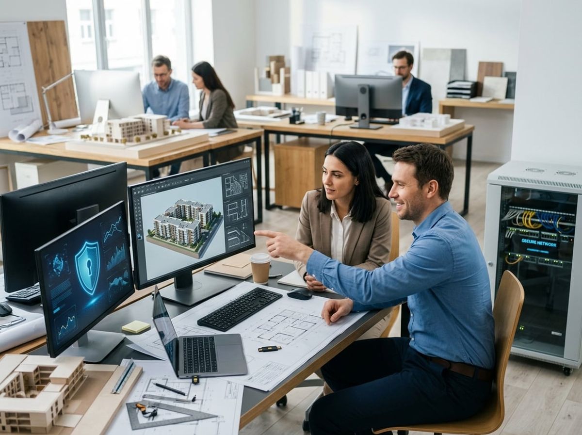 Technician configuring security settings on an architect