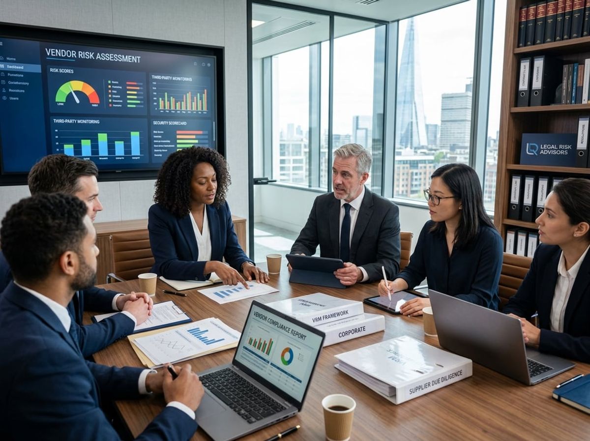 Legal team examining documents that outline common vendor categories and their data access