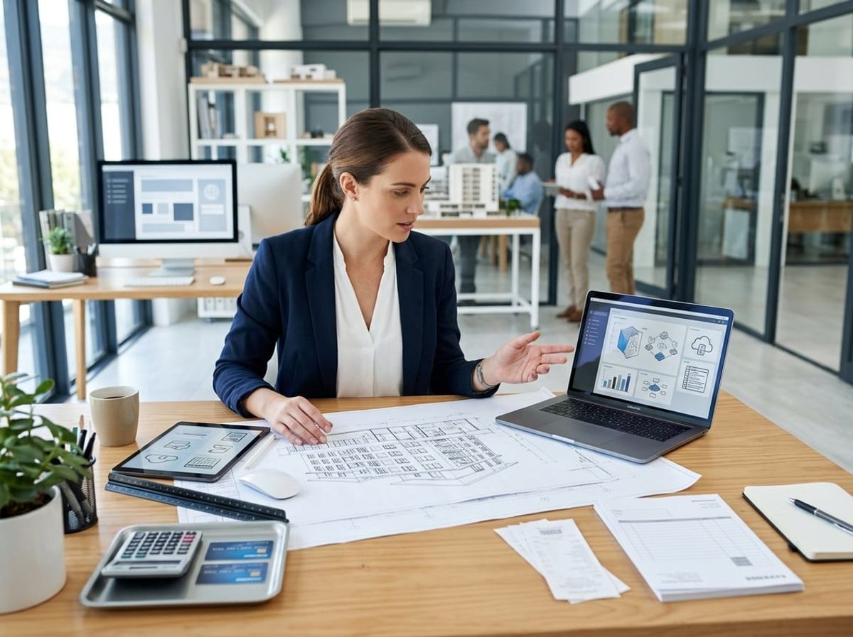 Project team examines a digital building model to weigh software decisions for their firm